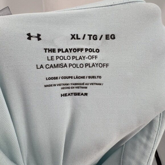 Under Armour Mens XL Extra Large Playoff Polo Shirt HeatGear Loose Fit Light Blu - Picture 5 of 5